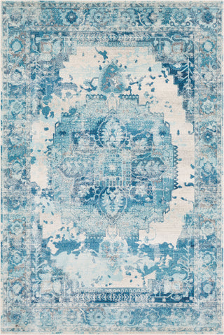 Surya Aura Silk ASK-2328 Sky Blue Bright Navy White Medium Gray Area Rug main image