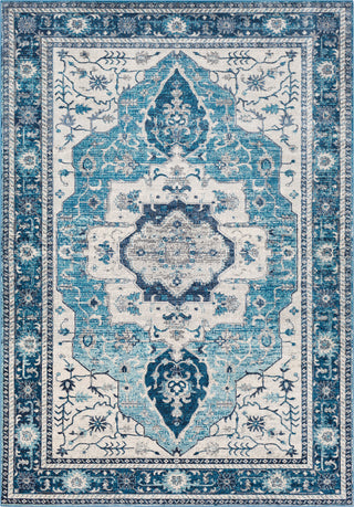 Surya Aura Silk ASK-2329 Sky Blue Bright Navy White Medium Gray Charcoal Black Area Rug main image