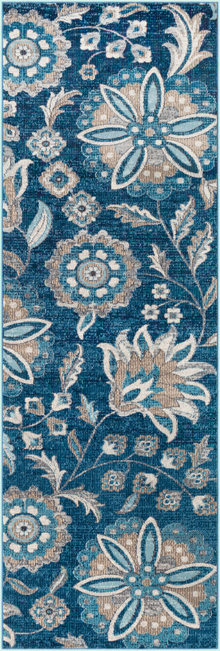 Surya Aura Silk ASK-2335 Sky Blue Bright Navy White Medium Gray Charcoal Beige Black Area Rug Runner Image