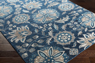 Surya Aura Silk ASK-2335 Sky Blue Bright Navy White Medium Gray Charcoal Beige Black Area Rug Corner Image