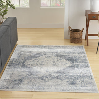 Nourison Astra Machine Washable ASW11 Blue/Ivory Area Rug Room Image