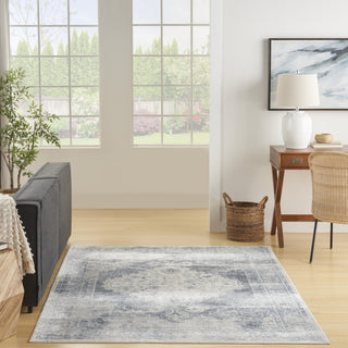 Nourison Astra Machine Washable ASW11 Blue/Ivory Area Rug Room Image