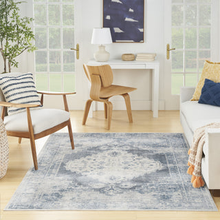 Nourison Astra Machine Washable ASW11 Blue/Ivory Area Rug Room Image