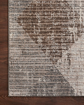 Loloi II Austen AUS-04 Stone/Bark Area Rug Corner On Wood