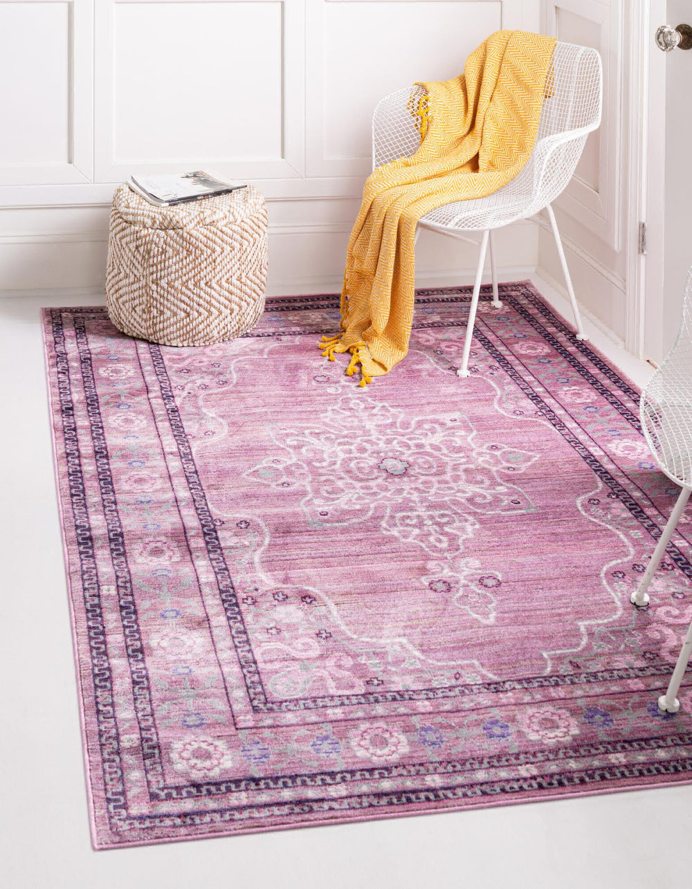 Unique Loom Austin T-B150A Pink Area Rug Rectangle Lifestyle Image Feature