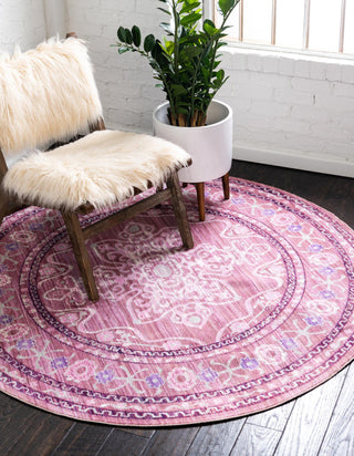 Unique Loom Austin T-B150A Pink Area Rug Round Lifestyle Image