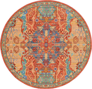 Unique Loom Austin T-B210A Peach Area Rug Round Top-down Image