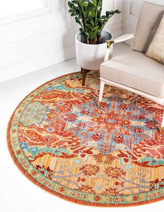 Unique Loom Austin T-B210A Peach Area Rug Round Lifestyle Image