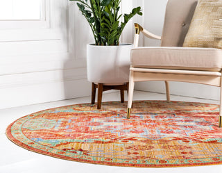 Unique Loom Austin T-B210A Peach Area Rug Round Lifestyle Image