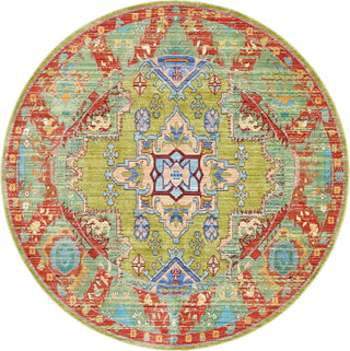 Unique Loom Austin T-B213B Light Green Area Rug Round Top-down Image