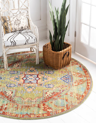 Unique Loom Austin T-B213B Light Green Area Rug Round Lifestyle Image