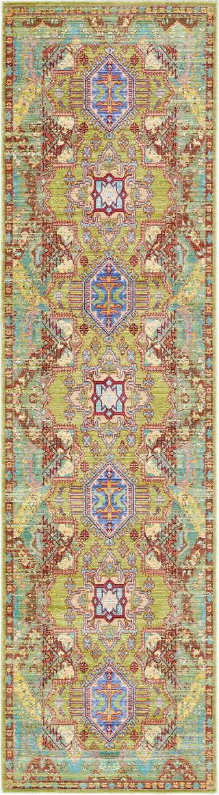 Unique Loom Austin T-B213B Light Green Area Rug Runner Top-down Image