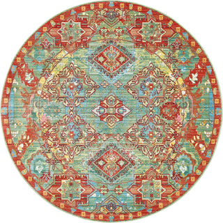 Unique Loom Austin T-B214B Green Area Rug Round Top-down Image