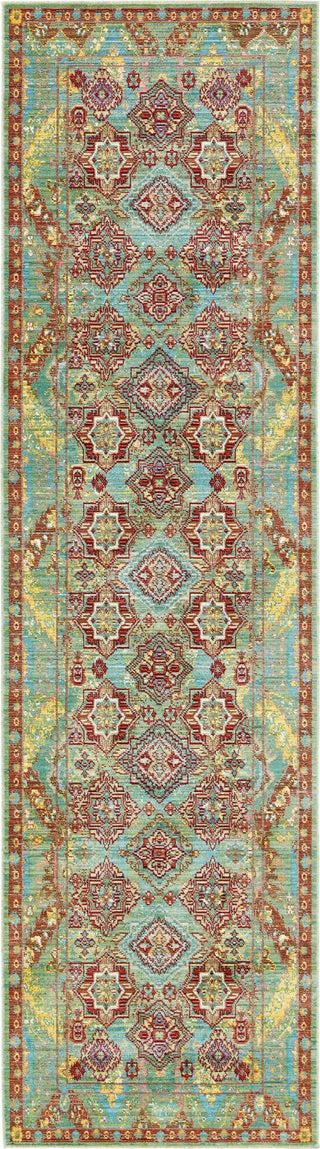 Unique Loom Austin T-B214B Green Area Rug Runner Top-down Image