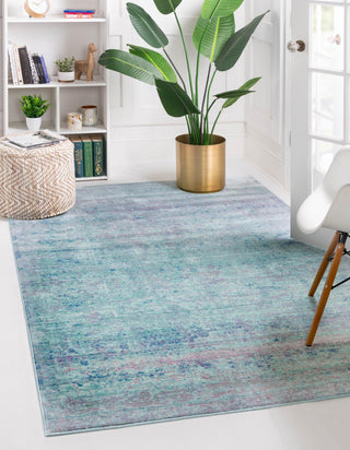 Unique Loom Austin T-E320C Light Blue Area Rug Rectangle Lifestyle Image Feature