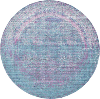 Unique Loom Austin T-E320C Light Blue Area Rug Round Top-down Image