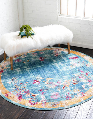 Unique Loom Austin T-E826a Blue Area Rug Round Lifestyle Image