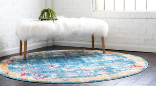 Unique Loom Austin T-E826a Blue Area Rug Round Lifestyle Image