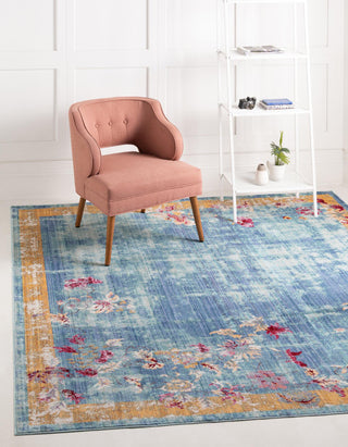 Unique Loom Austin T-E826a Blue Area Rug Square Lifestyle Image