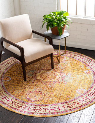 Unique Loom Austin T-G010A Gold Area Rug Round Lifestyle Image