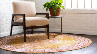 Unique Loom Austin T-G010A Gold Area Rug Round Lifestyle Image