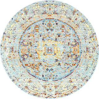 Unique Loom Austin T-G012A Light Blue Area Rug Round Top-down Image