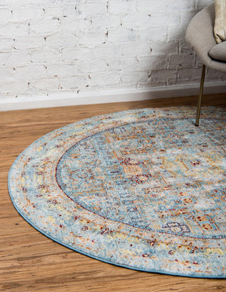 Unique Loom Austin T-G012A Light Blue Area Rug Round Lifestyle Image