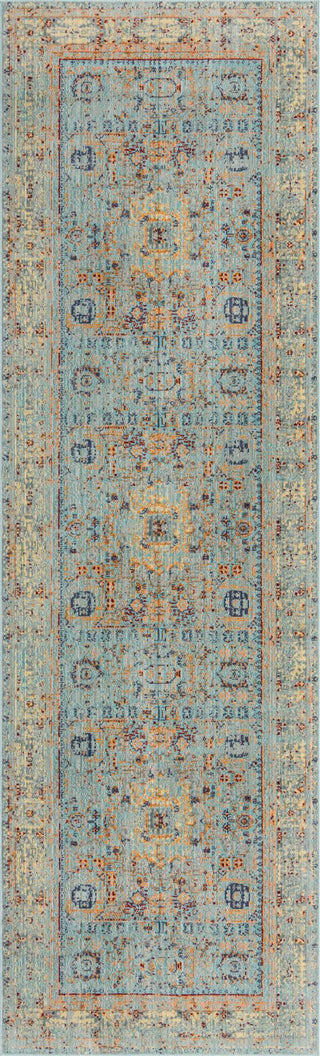 Unique Loom Austin T-G012A Light Blue Area Rug Runner Top-down Image