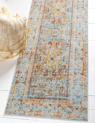 Unique Loom Austin T-G012A Light Blue Area Rug Runner Lifestyle Image