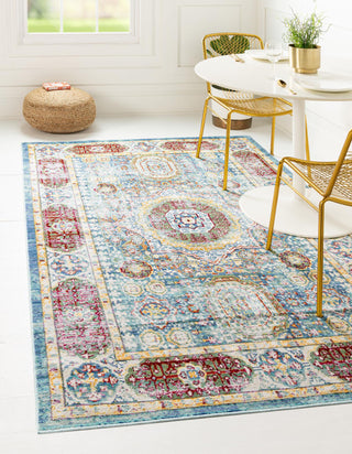 Unique Loom Austin T-G016A Blue Area Rug Rectangle Lifestyle Image Feature