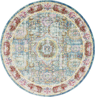 Unique Loom Austin T-G016A Blue Area Rug Round Top-down Image