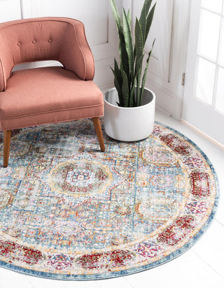 Unique Loom Austin T-G016A Blue Area Rug Round Lifestyle Image