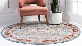 Unique Loom Austin T-G016A Blue Area Rug Round Lifestyle Image