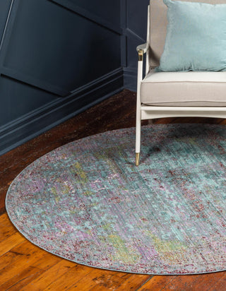 Unique Loom Austin T-G586A Blue Area Rug Round Lifestyle Image