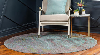 Unique Loom Austin T-G586A Blue Area Rug Round Lifestyle Image