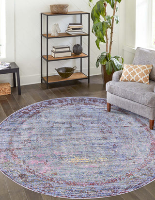 Unique Loom Austin T-G589A Violet Area Rug Round Lifestyle Image