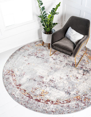 Unique Loom Austin T-H101B Gray Area Rug Round Lifestyle Image