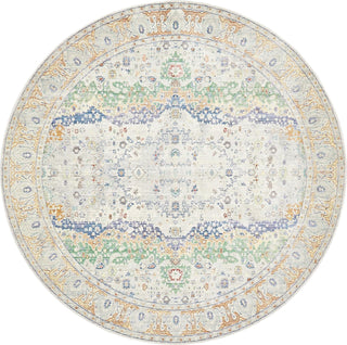 Unique Loom Austin T-H200B Light Gray Area Rug Round Top-down Image