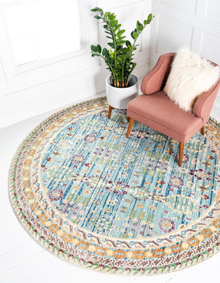 Unique Loom Austin T-H204B Blue Area Rug Round Lifestyle Image