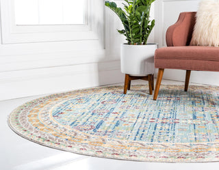 Unique Loom Austin T-H204B Blue Area Rug Round Lifestyle Image