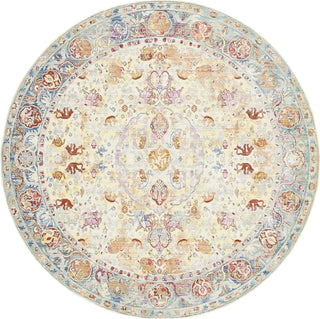 Unique Loom Austin T-H206B Beige Area Rug Round Top-down Image