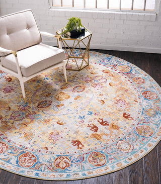 Unique Loom Austin T-H206B Beige Area Rug Round Lifestyle Image