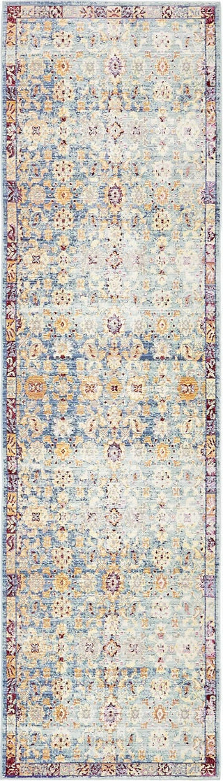 Unique Loom Austin T-H214B Blue Area Rug Runner Top-down Image