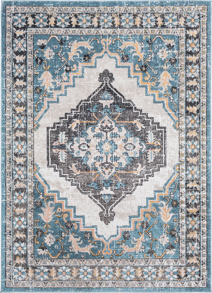 Surya Azul AZU-2300 Aqua White Black Mustard Medium Gray Beige Area Rug Mirror main image