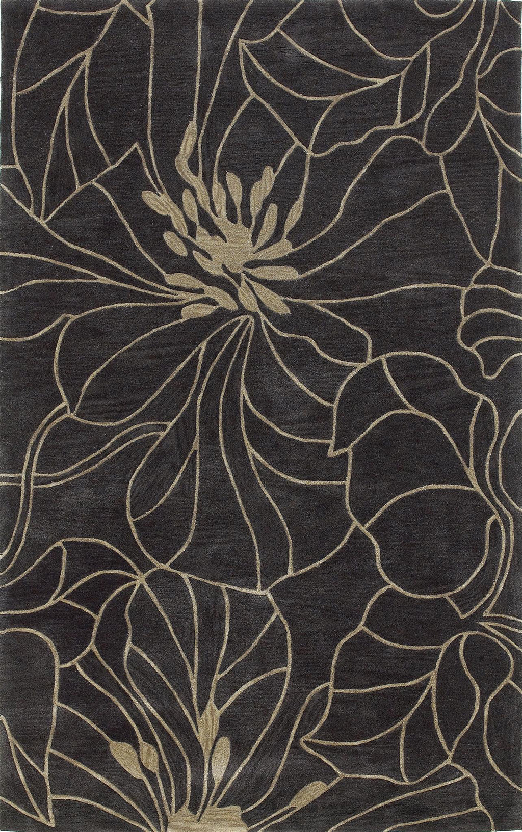 KAS Bali 2816 Charcoal/Taupe Floral Chic Area Rug main image