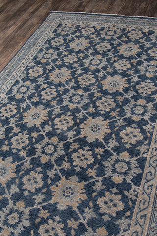 Momeni Banaras BNR-1 Blue Area Rug Corner Image Feature