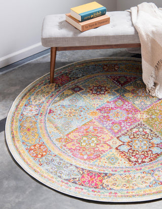 Unique Loom Baracoa T-F501 Multi Area Rug Round Lifestyle Image