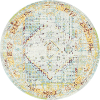 Unique Loom Baracoa T-F506 Light Blue Area Rug Round Top-down Image