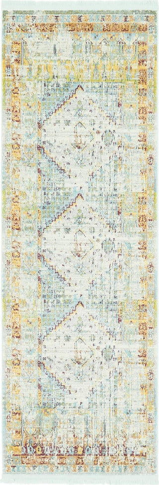 Unique Loom Baracoa T-F506 Light Blue Area Rug Runner Top-down Image