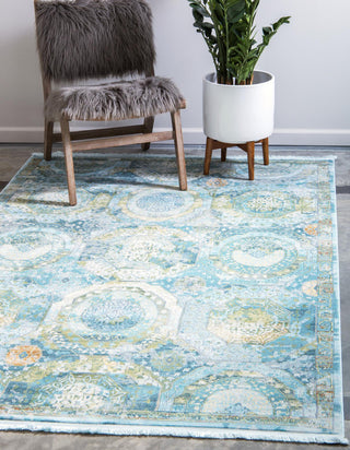 Unique Loom Baracoa T-F509 Light Blue Area Rug Rectangle Lifestyle Image Feature